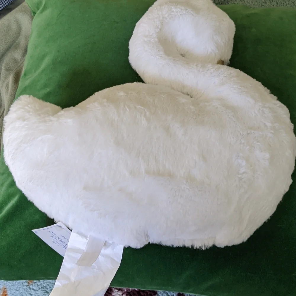 Plush Swan Pillow Figural Decorative Gold White Spring Easter Soft New